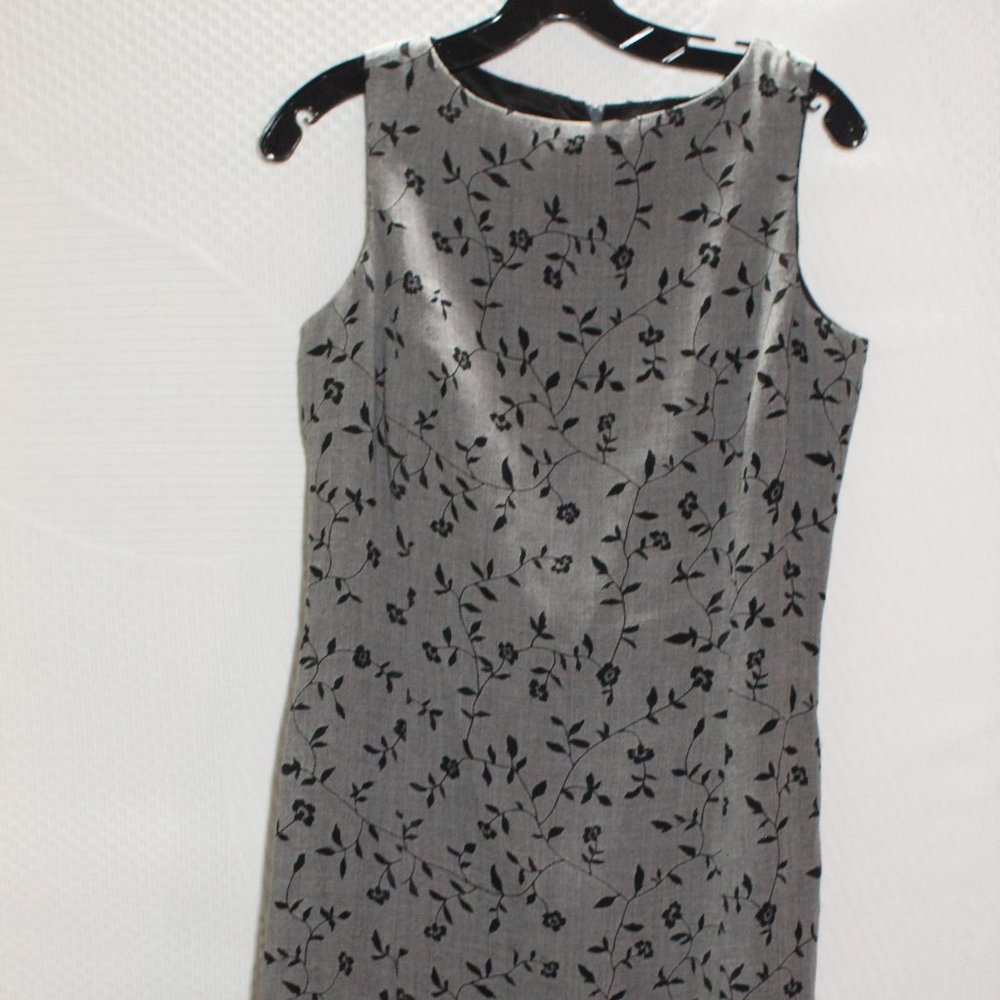 Vtg 90's Liz Claiborne Collection Size 6 Grey Floral Sleeveless Sheath Dress
